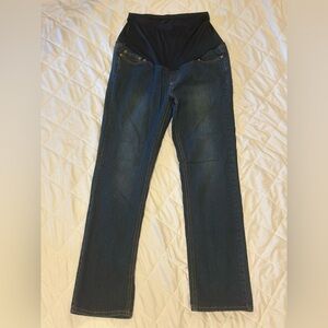 Times Two Women’s Dark Blue Maternity Jeans - Classic Stretch Denim Full Panel